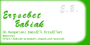 erzsebet babiak business card